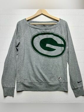 Nike Green Bay Packers Dri-FIT Boat Neck Sweatshirt Women’s Small Gray NFL